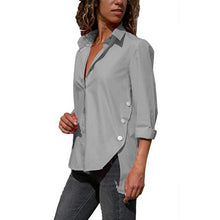 Load image into Gallery viewer, Camisa Irregular de chifón de oficina para mujer, blusa femenina de manga larga negra blanca y roja, camisetas de verano 2020 para mujer, Tops de talla grande 5XL