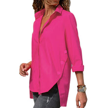 Load image into Gallery viewer, Camisa Irregular de chifón de oficina para mujer, blusa femenina de manga larga negra blanca y roja, camisetas de verano 2020 para mujer, Tops de talla grande 5XL
