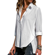 Load image into Gallery viewer, Camisa Irregular de chifón de oficina para mujer, blusa femenina de manga larga negra blanca y roja, camisetas de verano 2020 para mujer, Tops de talla grande 5XL