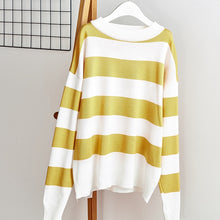 Load image into Gallery viewer, Casual Pink Blue Striped Printed Sweater Women Autumn 2020 Long Sleeve Loose Pullover Winter Knitted Ladies Jumper White
