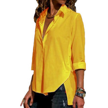 Load image into Gallery viewer, Camisa Irregular de chifón de oficina para mujer, blusa femenina de manga larga negra blanca y roja, camisetas de verano 2020 para mujer, Tops de talla grande 5XL

